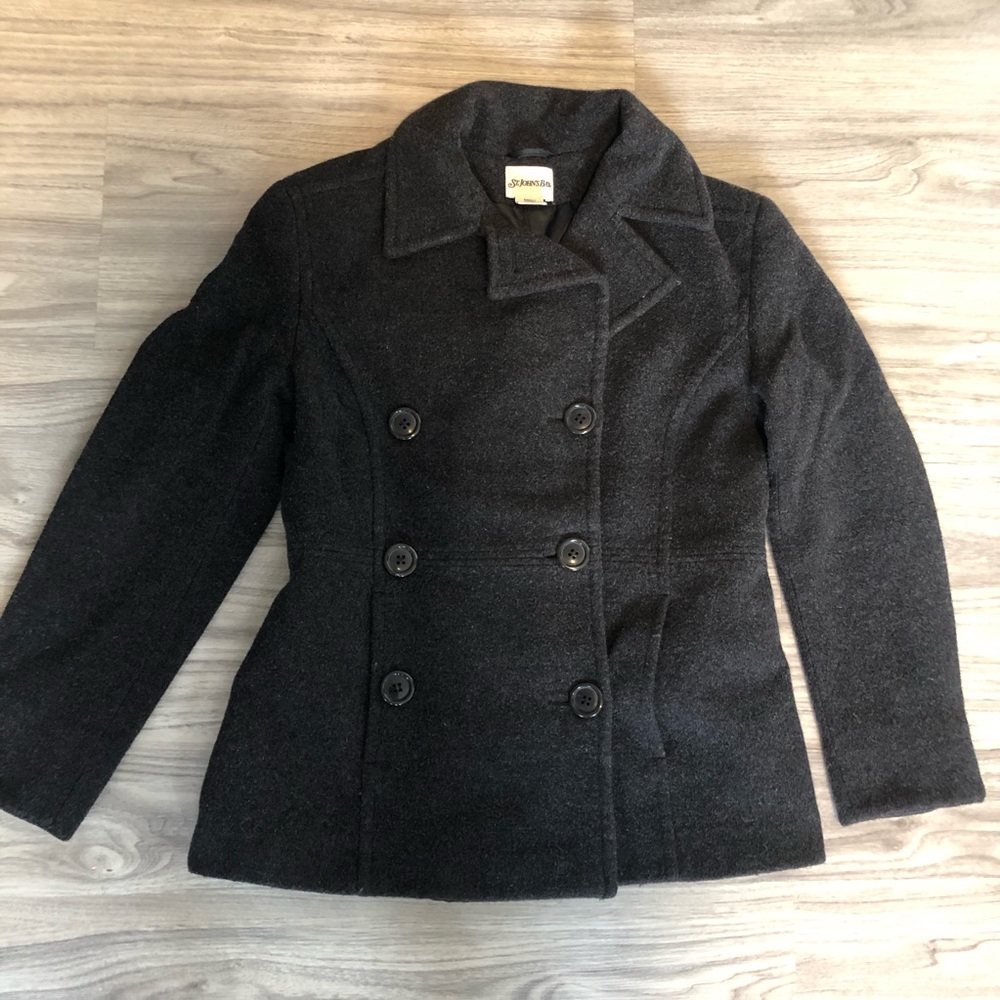 St. John’s Bay Dark Gray Pea Coat, Small
